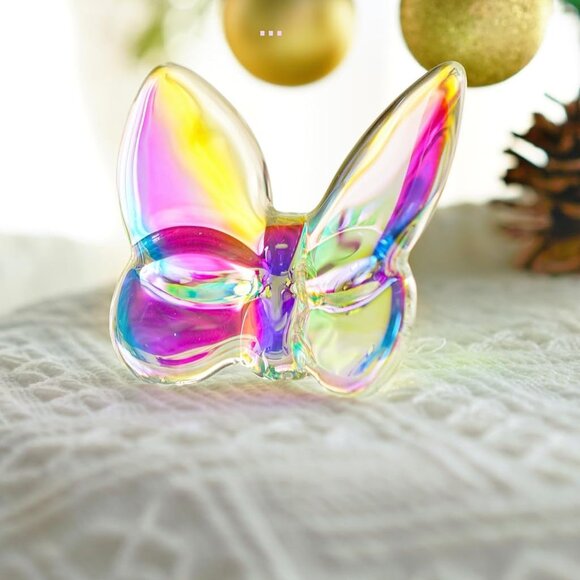 Iridescent Lucky Butterfly Crystal Figurine Collection Cut Glass Collectible New - Picture 1 of 6